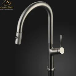 MaestroBath 1.8 GPM Aura Modern ADA Kitchen Faucet With 2 Jets, Brushed Nickel, Lead-Free Brass, KIT-AUR-BNI