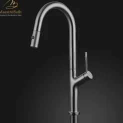 MaestroBath 1.8 GPM Brezza Modern ADA Kitchen Faucet With 2 Jets, Chrome, Lead-Free Brass, Polished Chrome, KIT-BRZ-CHR