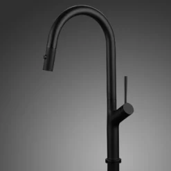 MaestroBath 1.8 GPM Brezza Modern ADA Kitchen Faucet With 2 Jets, Black, Lead-Free Brass, Matt Black, KIT-BRZ-BLK