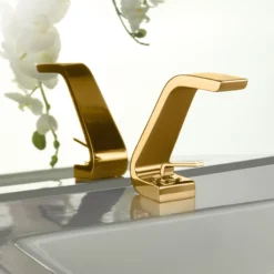 MaestroBath 1.2 GPM Eterna Single Handle ADA Bathroom Sink Faucet, Polished Gold, Low, Lead-Free Brass, FAU-ETL-PGL