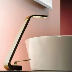 MaestroBath 1.2 GPM Eterna Single Handle ADA Bathroom Sink Faucet, Polished Gold, High, Lead-Free Brass, FAU-ETH-PGL
