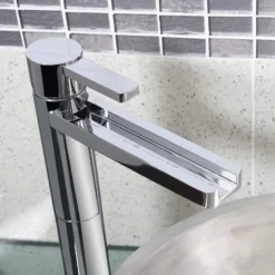 MaestroBath 1.2 GPM Flusso Luxury Waterfall ADA Bathroom Faucet, Chrome, Lead-Free Brass, Polished Chrome, FAU-FLS-CHR