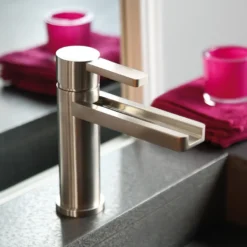 MaestroBath 1.2 GPM Flusso Luxury Waterfall ADA Bathroom Faucet, Brushed Nickel, Lead-Free Brass, FAU-FLS-BNI