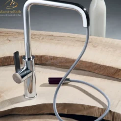 MaestroBath 1.8 GPM Luce Mono Shower ADA Kitchen Faucet, Chrome, Lead-Free Brass, Polished Chrome, KIT-LUC-CHR