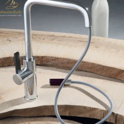 MaestroBath 1.8 GPM Luce Mono Shower ADA Kitchen Faucet, Brushed Nickel, Lead-Free Brass, KIT-LUC-BNI