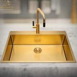 MaestroBath 1.8 GPM Luce Mono Shower ADA Kitchen Faucet, Chrome, Polished Gold, Lead-Free Brass, KIT-LUC-GLD