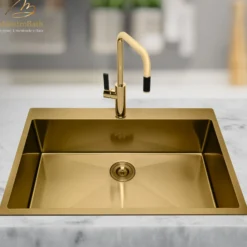 MaestroBath 1.8 GPM Luce Mono Shower ADA Kitchen Faucet, Chrome, Brushed Gold, Lead-Free Brass, KIT-LUC-BGL