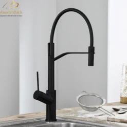 MaestroBath 1.8 GPM Raffinato Mono ADA Kitchen Faucet, Black, Lead-Free Brass, Matt Black, KIT-RAF-BLK