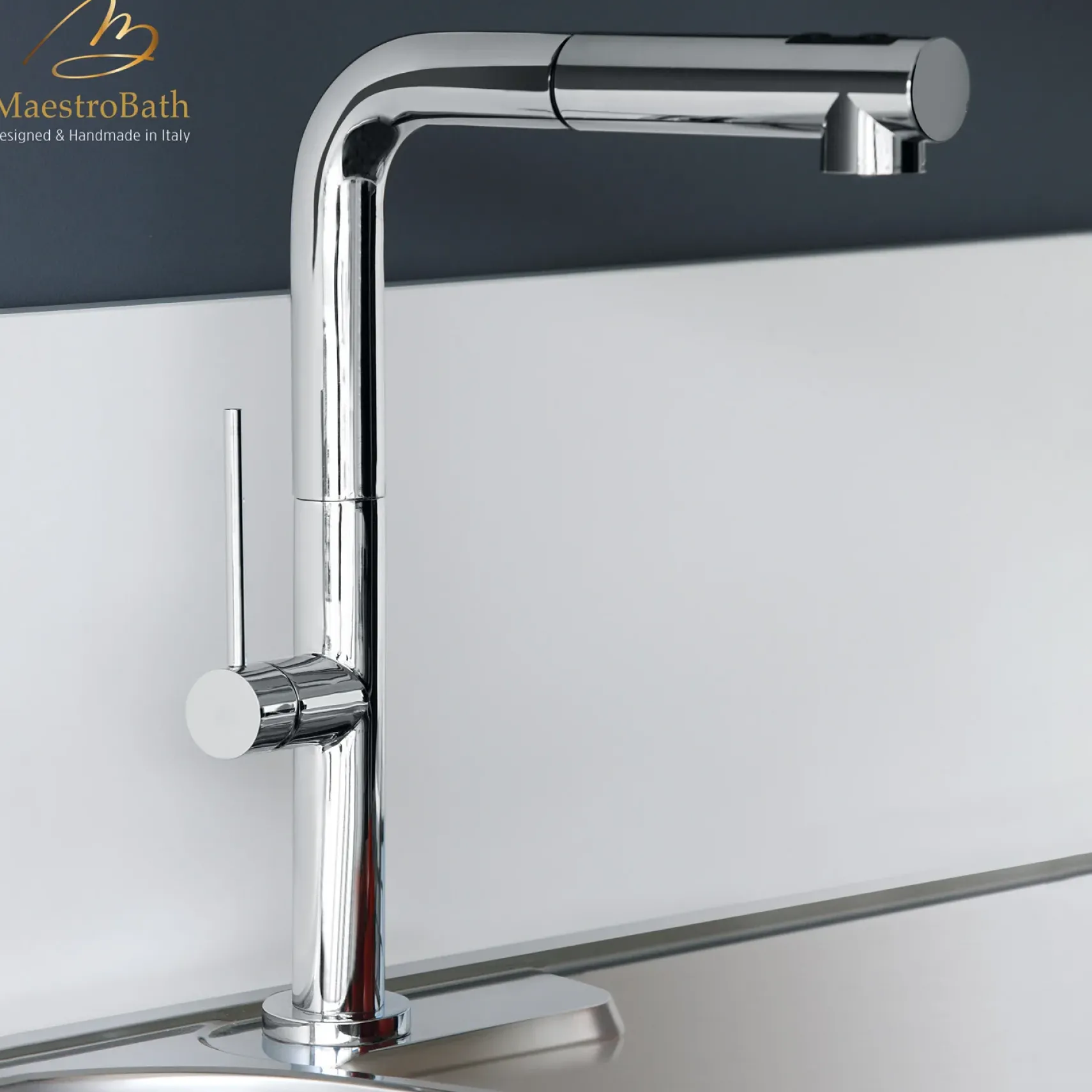 MaestroBath 1.8 GPM Usignolo ADA Kitchen Faucet, Chrome, Lead-Free Brass, Polished Chrome, KIT-USI-CHR