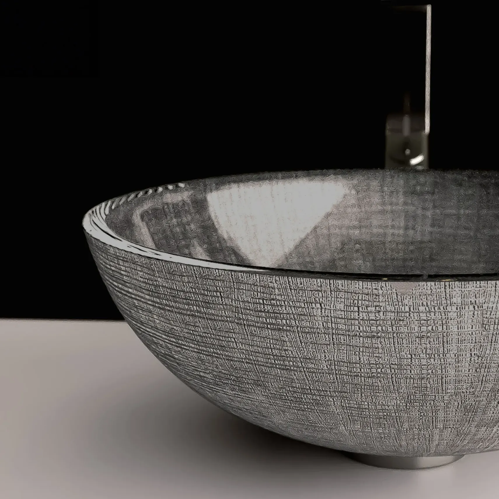 MaestroBath 17" Monarca Glass Vessel ADA Oval Bathroom Sink, Silver and Black, Crystal, Glossy Silver Black, ATE-MON-SLB