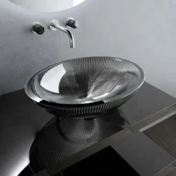 MaestroBath 15" Nebbia Luxury Oval Vessel ADA Bathroom Sink, Black, Crystal, PLI-NEO-BLK