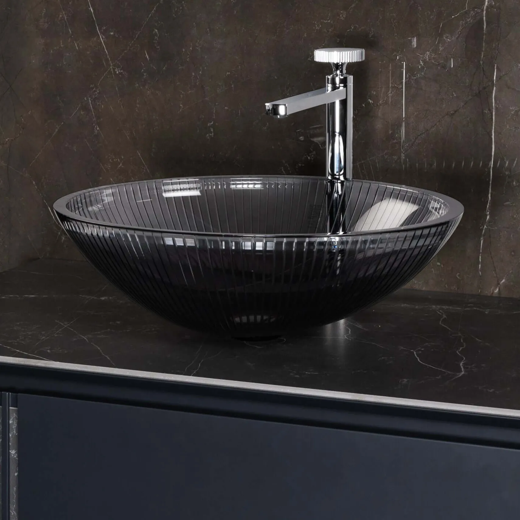 MaestroBath 15" Nebbia Luxury Oval Vessel ADA Bathroom Sink, Black, Crystal, PLI-NEO-BLK