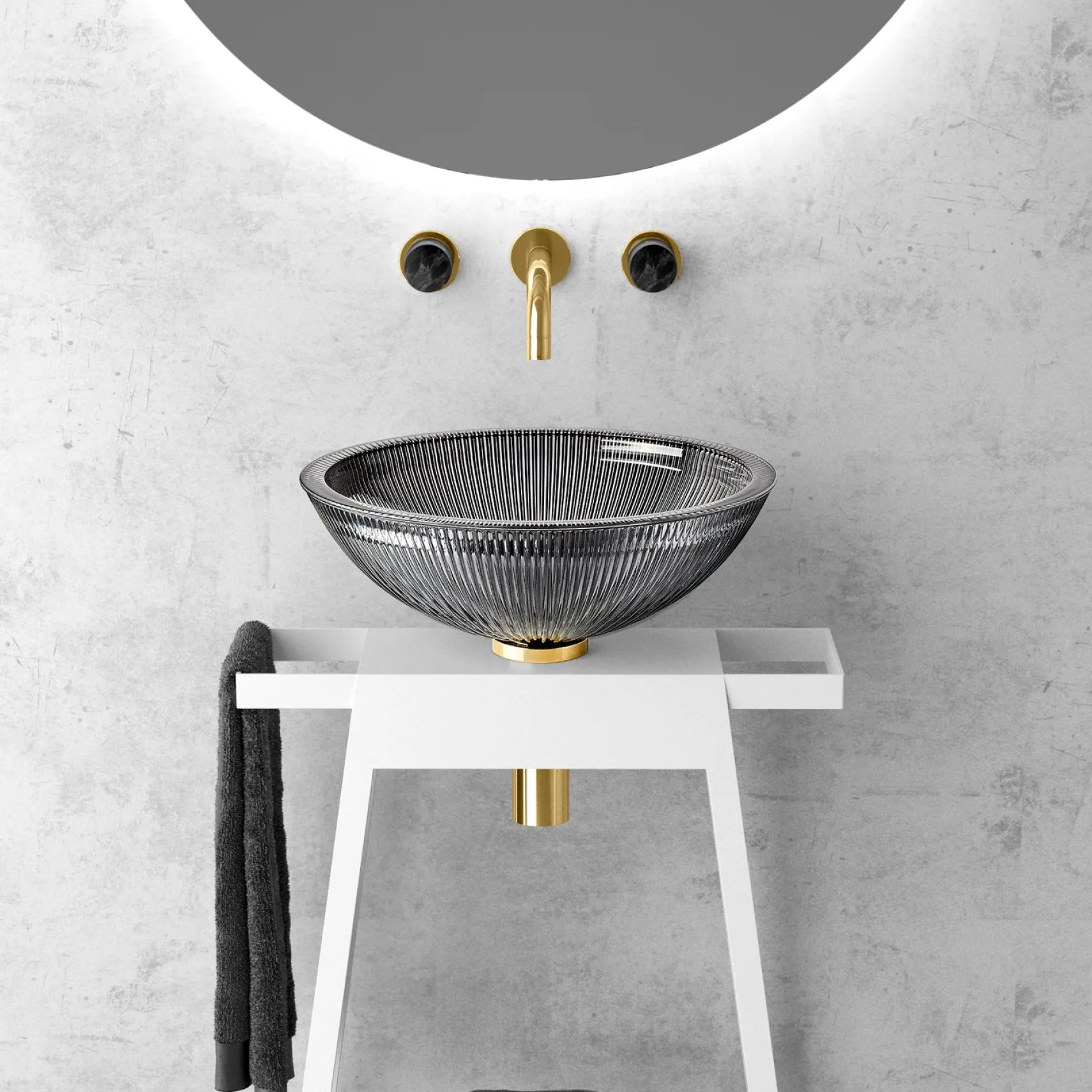 MaestroBath 15" Nebbia Luxury Round Vessel ADA Oval Bathroom Sink, Black, Crystal, PLI-NER-BLK