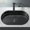 MaestroBath 15" Raggio Modern Oval Under-Mount ADA Rectangle Bathroom Sink, Gun Metal, Stainless Steel, STN-RAG-GUM