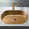 MaestroBath 15" Raggio Modern Oval Under-Mount ADA Rectangle Bathroom Sink, Brushed Rose Gold, Stainless Steel, STN-RAG-RGO