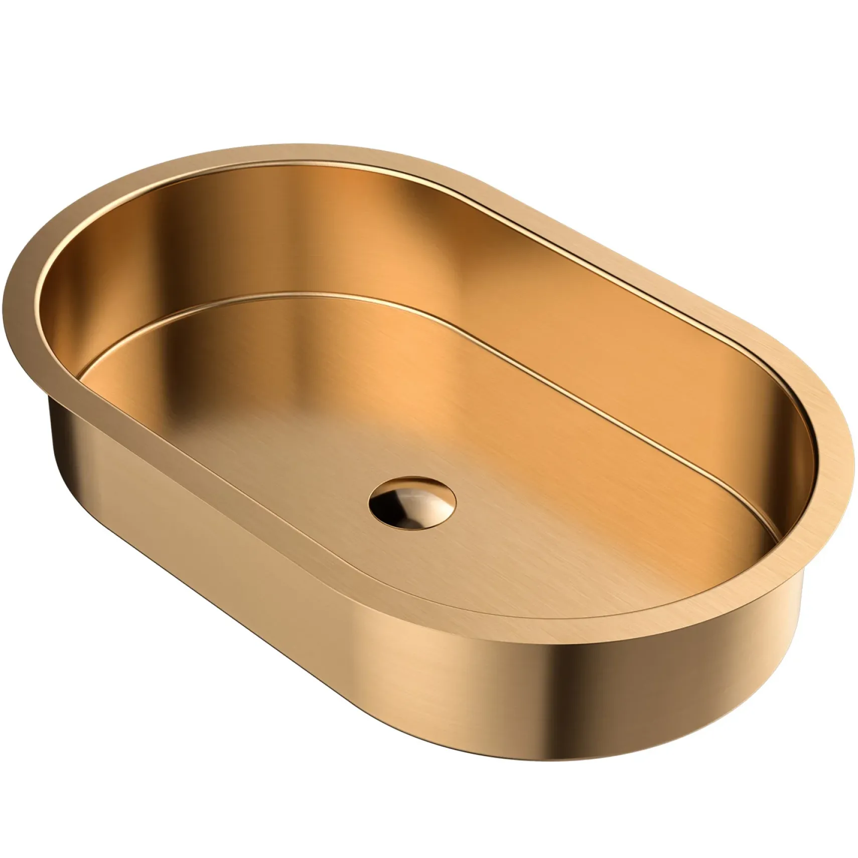 MaestroBath 15" Raggio Modern Oval Under-Mount ADA Rectangle Bathroom Sink, Brushed Rose Gold, Stainless Steel, STN-RAG-RGO