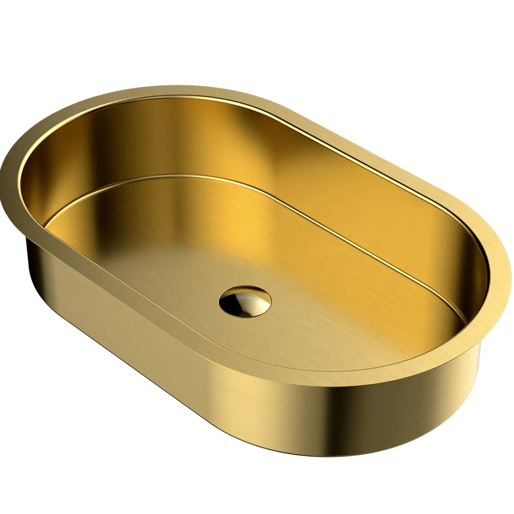 MaestroBath 15" Raggio Modern Oval Under-Mount ADA Rectangle Bathroom Sink, Brushed Gold, Stainless Steel, STN-RAG-BRG