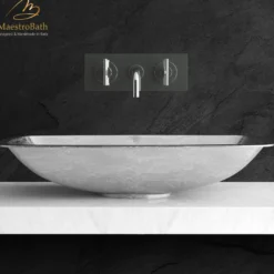 MaestroBath 25" Spiaggia ADA Rectangle Bathroom Sink, Silver Leaf, Pert/Acrylic, PER-SPG-SLL