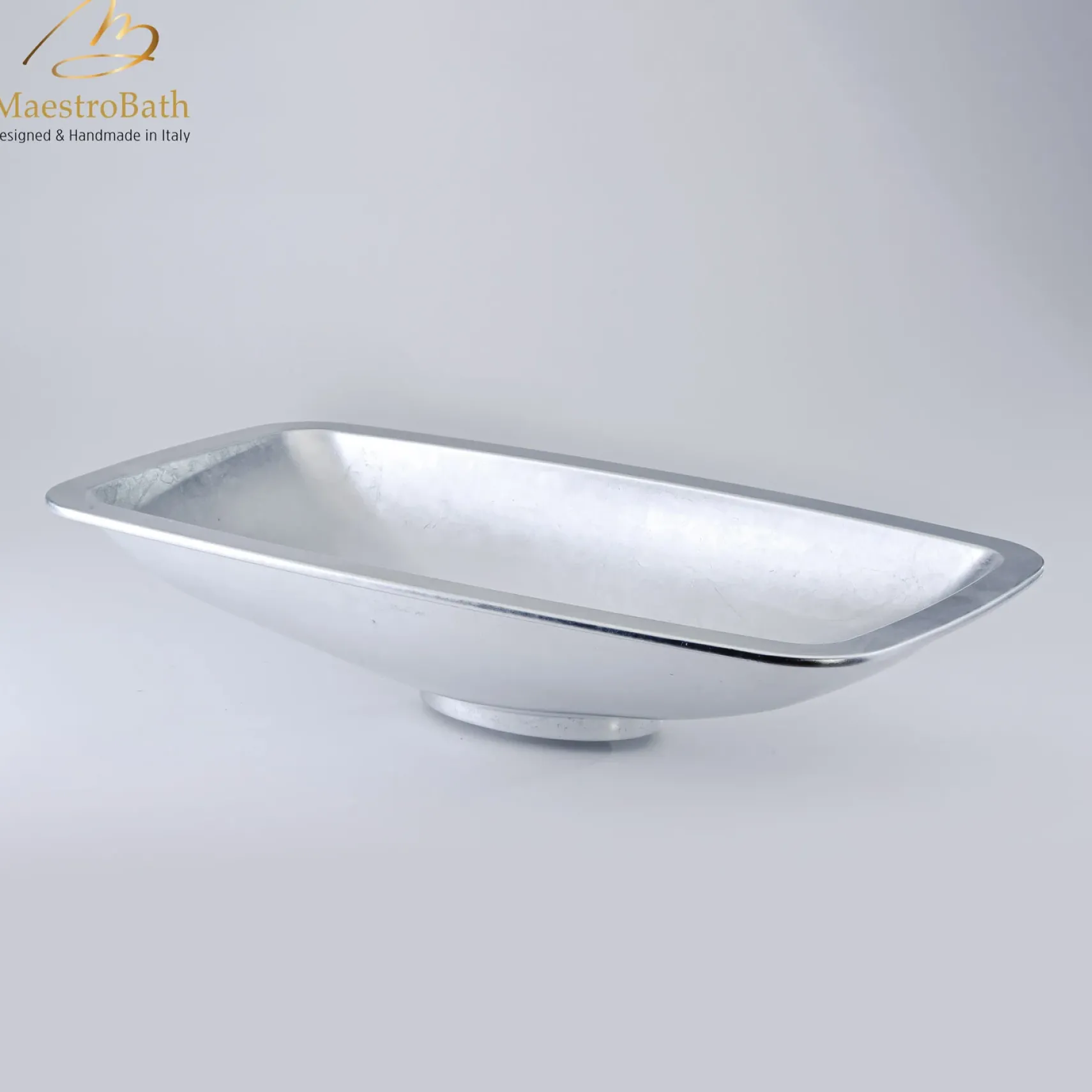 MaestroBath 25" Spiaggia ADA Rectangle Bathroom Sink, Silver Leaf, Pert/Acrylic, PER-SPG-SLL