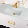 MaestroBath Dante 40" Modern Bathroom Vanity, White and Gold, Wall-mounted, Glass Top: Integrated, Wood, VANK-DNTI-WG10