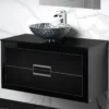 MaestroBath Dante 40" Modern Bathroom Vanity, Black and Silver, Wall-mounted, Glass Top: Flat, Wood, VANK-DNT-BS10