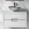 MaestroBath Dante 40" Modern Bathroom Vanity, White and Silver, Wall-mounted, Glass Top: Flat, Wood, VANK-DNT-WS10