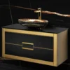 MaestroBath Dante 40" Modern Bathroom Vanity, Gold and Black, Wall-mounted, Glass Top: Flat, Wood, VANK-DNT-GL10