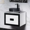 MaestroBath Petalo Luxury Bathroom Vanity, Black and White, 24, Wood, VAN-PTL24-BLW