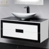MaestroBath Petalo Luxury Bathroom Vanity, Black and White, 40, Wood, VAN-PTL40-BLW