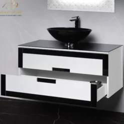 MaestroBath Petalo Luxury Bathroom Vanity, Black and White, 40, Wood, VAN-PTL40-BLW