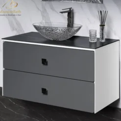 MaestroBath Serenita Modern Bathroom Vanity, White and Silver, 40", Wood, VAN-SRN40-WHS