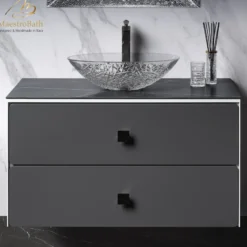 MaestroBath Serenita Modern Bathroom Vanity, White and Silver, 40", Wood, VAN-SRN40-WHS