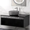 MaestroBath Splendore Modern Single Bathroom Vanity 40", Durable Wood and Murano Crystals, Grey and Black, VAN-SPL40-GRB