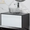 MaestroBath Splendore Modern Single Bathroom Vanity 32", Durable Wood and Murano Crystals, Gray, Grey and White, VAN-SPL32-GRW