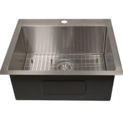 Nantucket Sinks All Weather 25" Drop In/Topmount 316 Marine Grade Stainless Steel Kitchen Sink with Accessories, 16 Gauge, AW2522-16