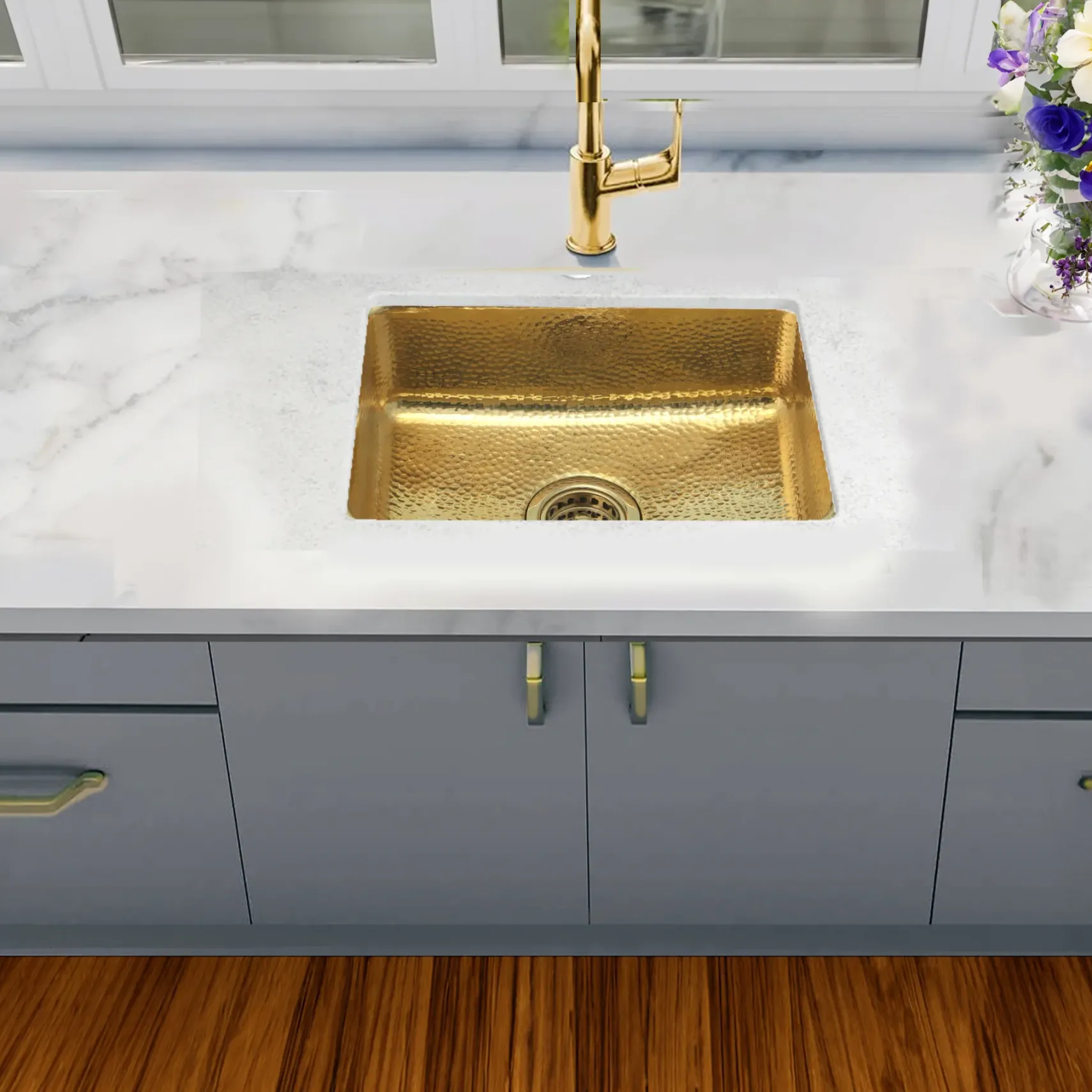 Nantucket Sinks Brightwork 20" Rectangular Brass Bar/Kitchen Sink with Accessories, REB2014