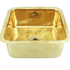 Nantucket Sinks Brightwork Home 17" Square Brass Bar/Prep Sink with Accessories, SQRB-7SM