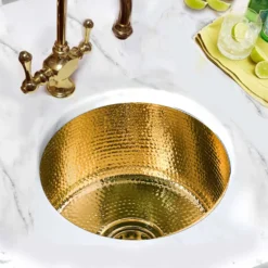 Nantucket Sinks Brightwork Home 15" Round Brass Bar/Kitchen Sink, RS15-UB