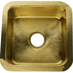 Nantucket Sinks Brightwork 17" Square Brass Bar/Prep Sink with Accessories, SQRB-7MF