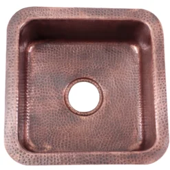 Nantucket Sinks Brightwork Home 17" Square Copper Bar/Prep Sink with Accessories, 16 Gauge, SQRC-7PS