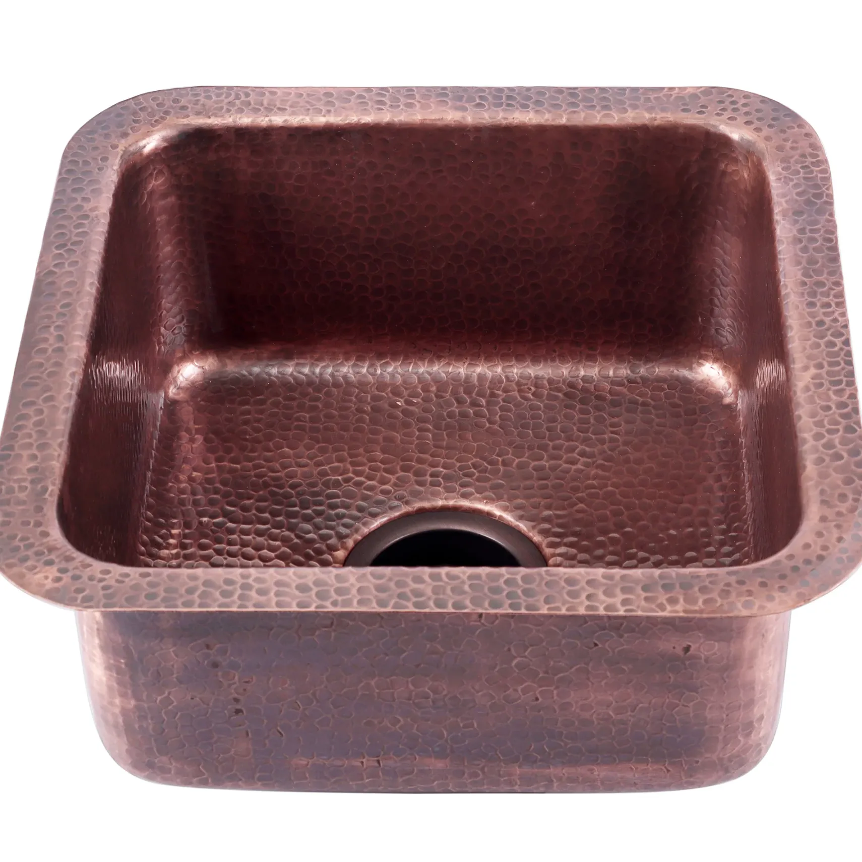 Nantucket Sinks Brightwork Home 17" Square Copper Bar/Prep Sink with Accessories, 16 Gauge, SQRC-7PS