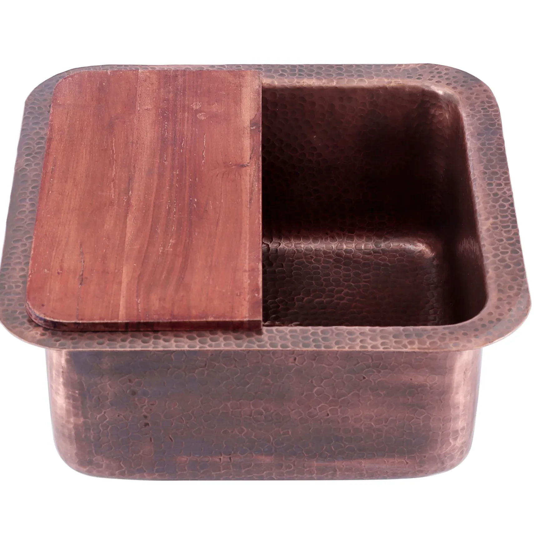Nantucket Sinks Brightwork Home 17" Square Copper Bar/Prep Sink with Accessories, 16 Gauge, SQRC-7PS