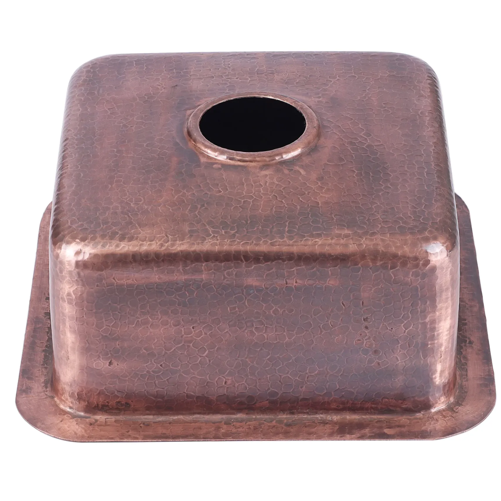 Nantucket Sinks Brightwork Home 17" Square Copper Bar/Prep Sink with Accessories, 16 Gauge, SQRC-7PS