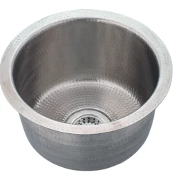 Nantucket Sinks Brightwork Home 15" Round Stainless Steel Bar/Kitchen Sink with Accessories, 18 Gauge, RS15-SSMF