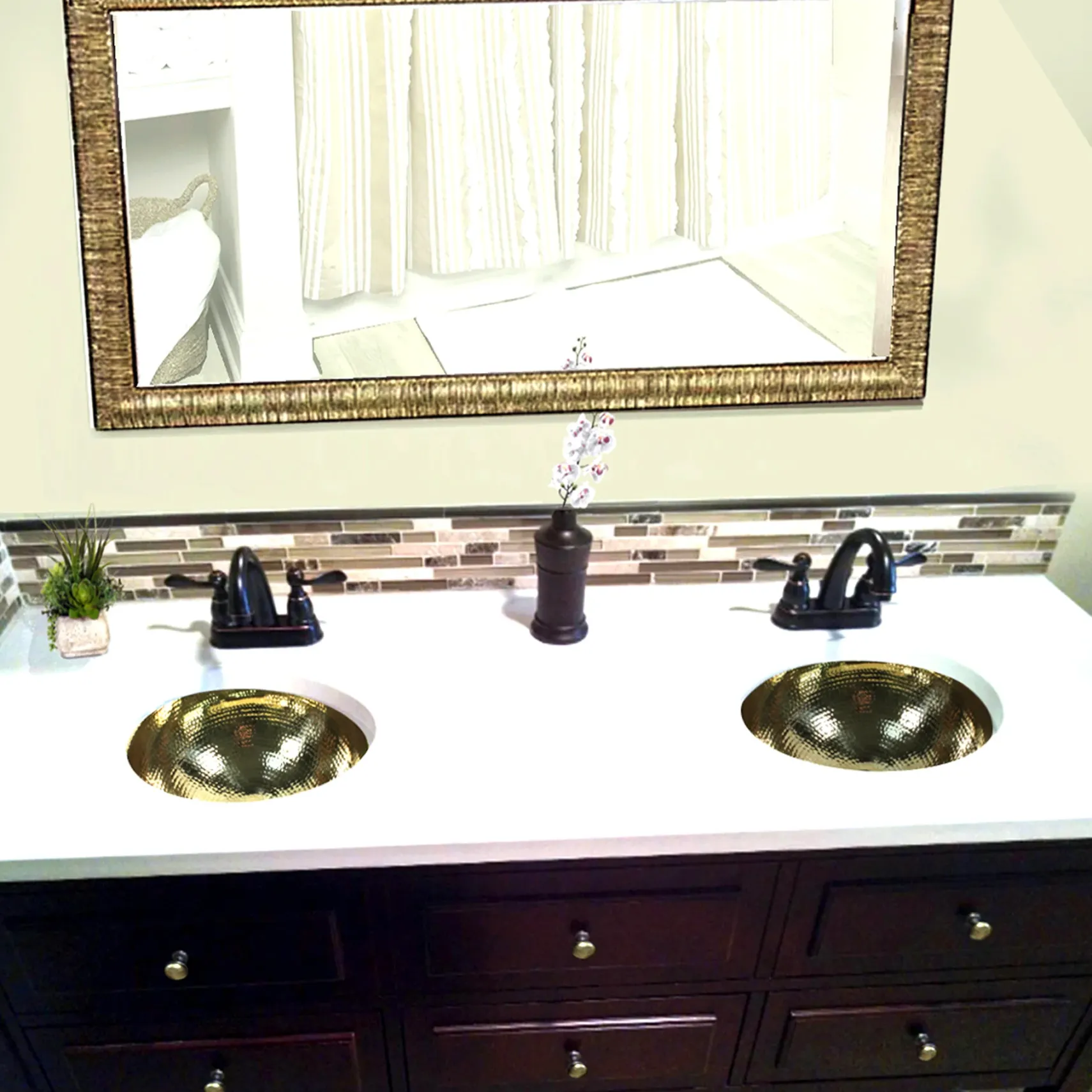 Nantucket Sinks Brightwork Home 13" Brass Bathroom Sink, ROB-OF
