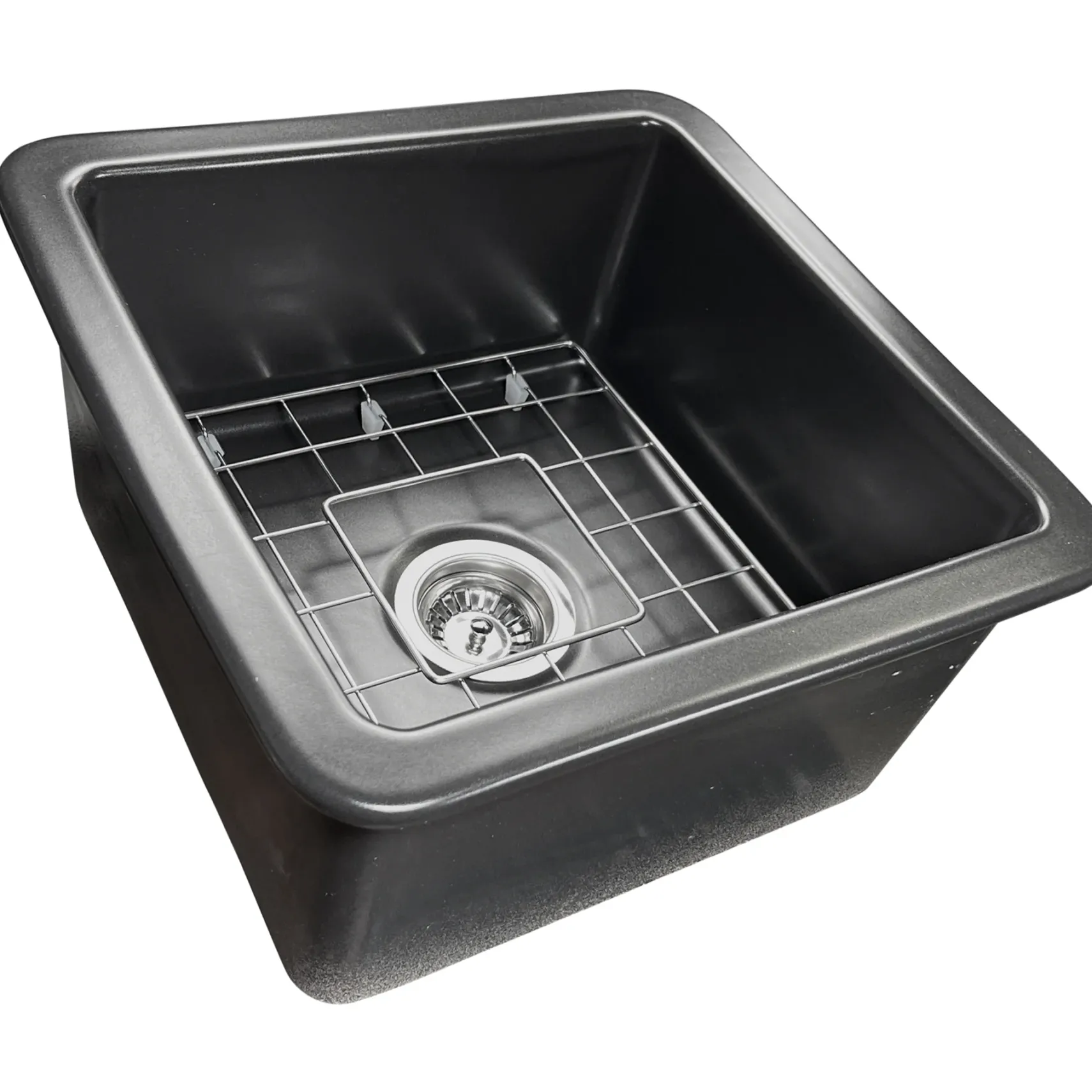 Nantucket Sinks Cape 18" Dual Mount Fireclay Kitchen Sink with Accessories, Matte Black, Wellfleet-1818MB