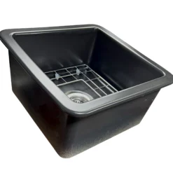 Nantucket Sinks Cape 18" Dual Mount Fireclay Kitchen Sink with Accessories, Matte Black, Wellfleet-1818MB