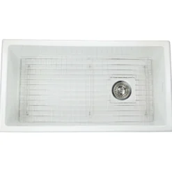 Nantucket Sinks Cape 34" Dual Mount Fireclay Kitchen Sink with Accessories, White, Wellfleet-3419W