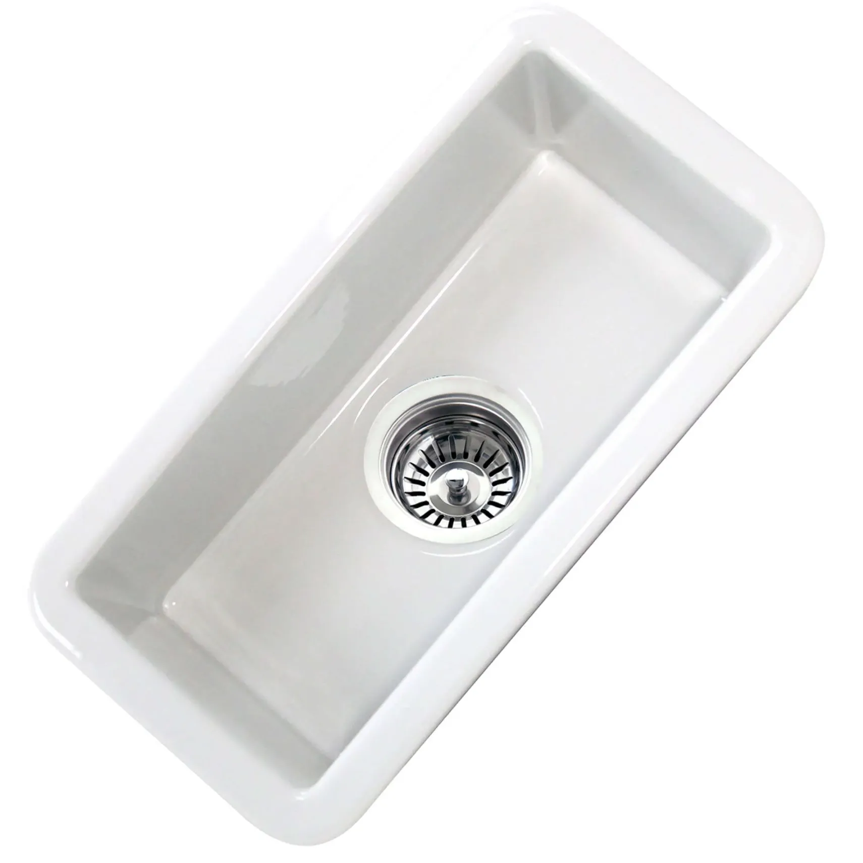 Nantucket Sinks Cape 9" Rectangle Fireclay Bar/Kitchen Sink with Accessories, White, CAPE189
