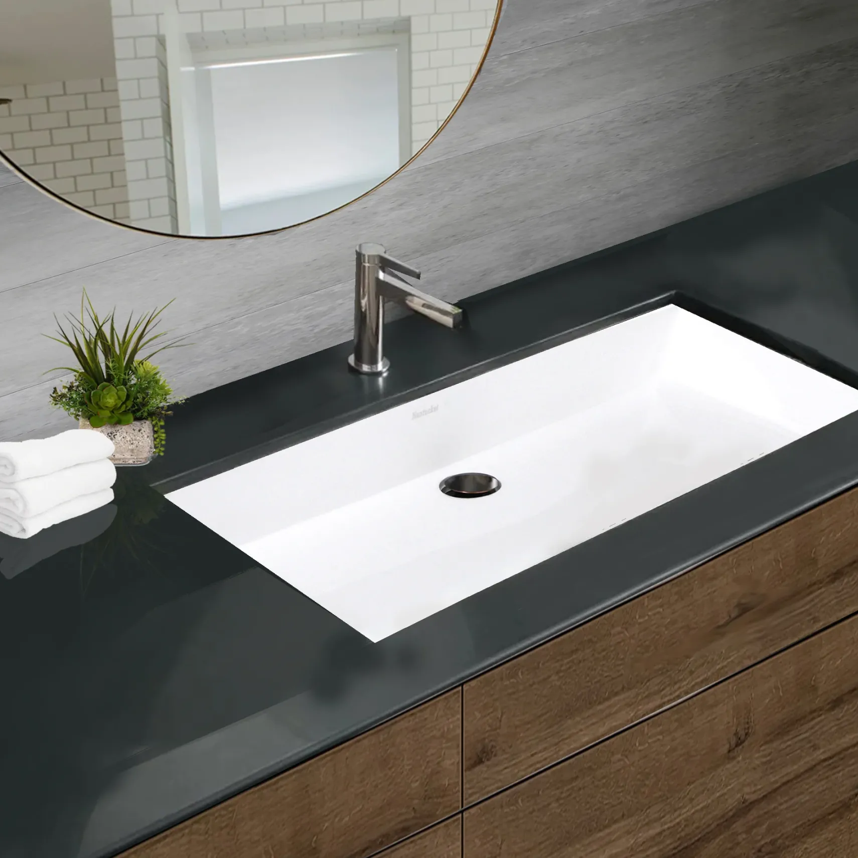 Nantucket Sinks Glacierstone 36" Bathroom Sink, White, NS-GSTR36